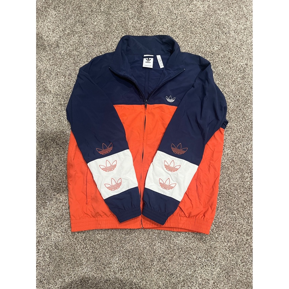 Adidas Originals Mens Colorblock Trefoil Track Jacket‎ Navy Orange White Medium